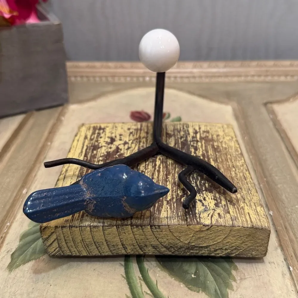 Rustic Wood Mounted Bird on Branch Wall Hook Rustic Farmhouse Cottagecore